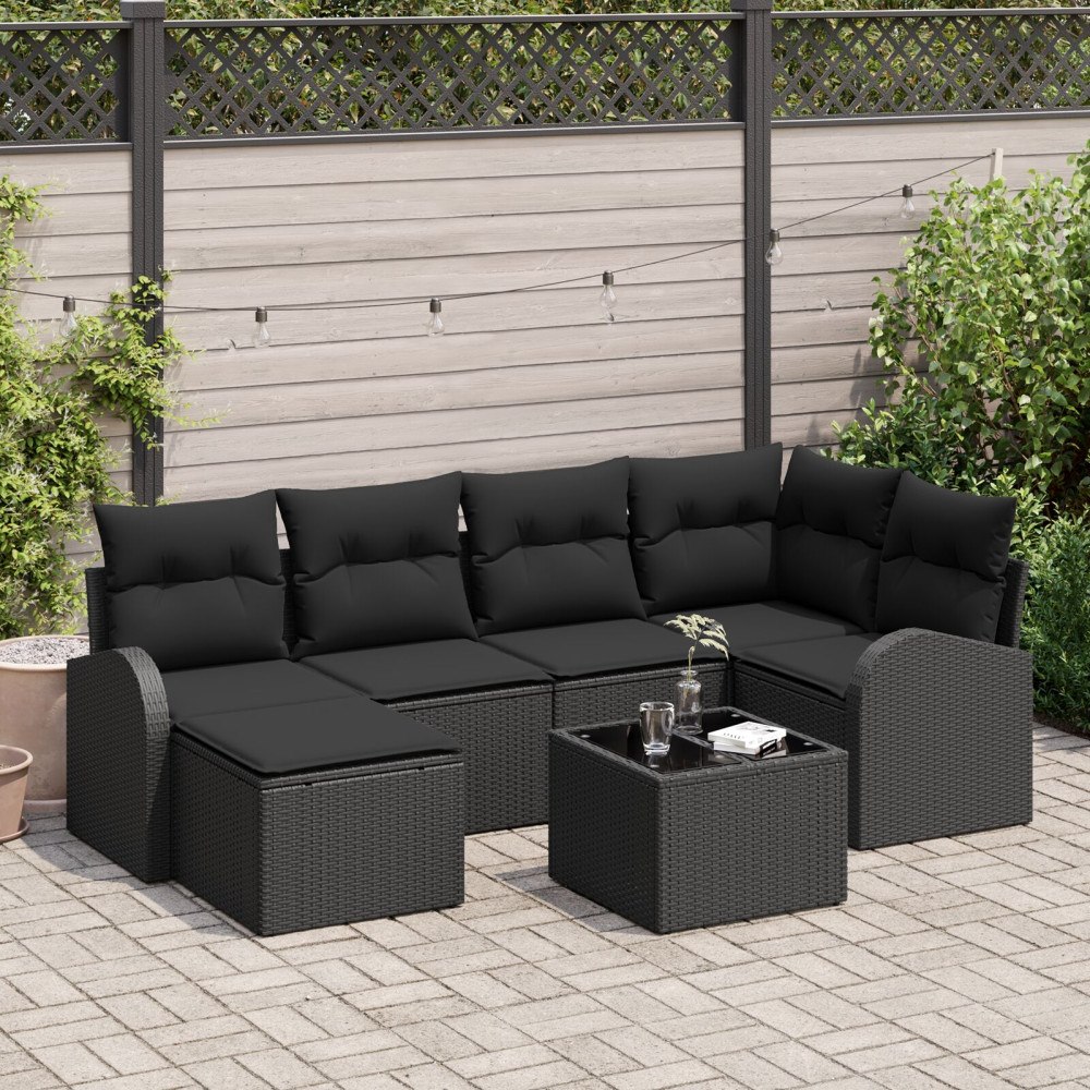 vidaXL Soffset 7 st Svart konstrotting