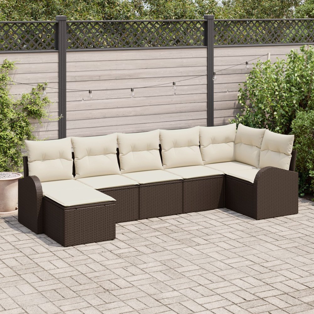 vidaXL Soffset 7 st Brun konstrotting