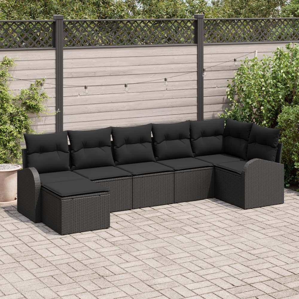 vidaXL Soffset 7 st Svart konstrotting