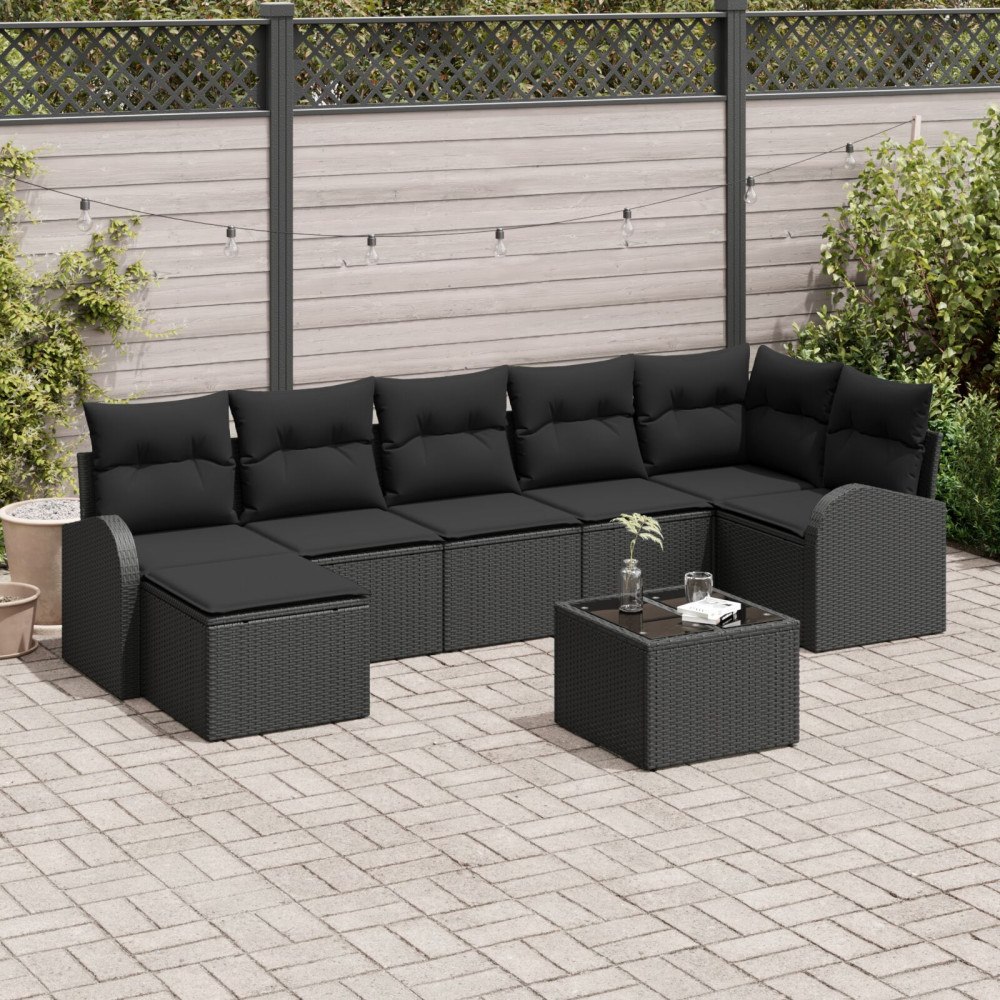 vidaXL Soffset 8 st Svart konstrotting