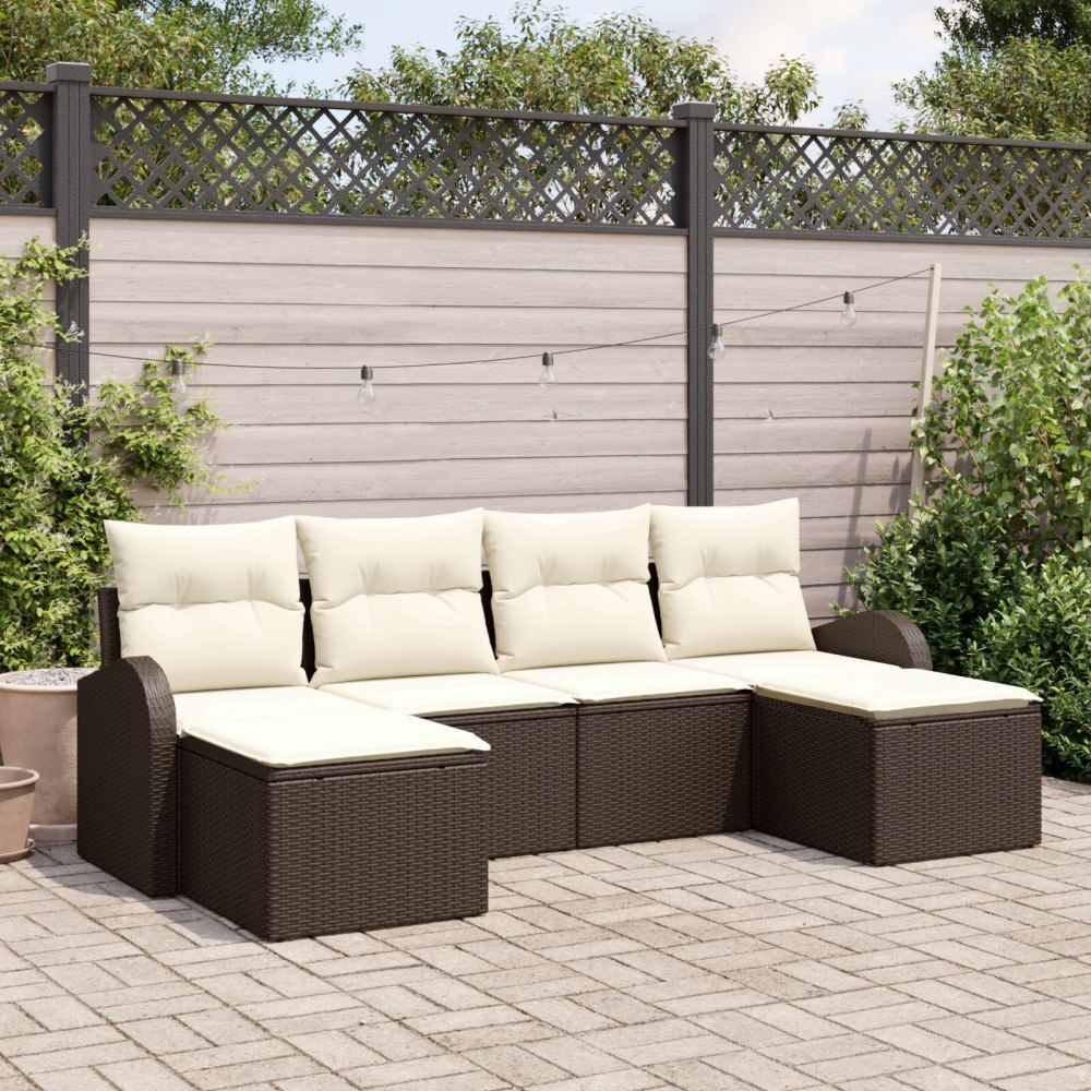 vidaXL Soffset 6 st Brun och vit konstrotting