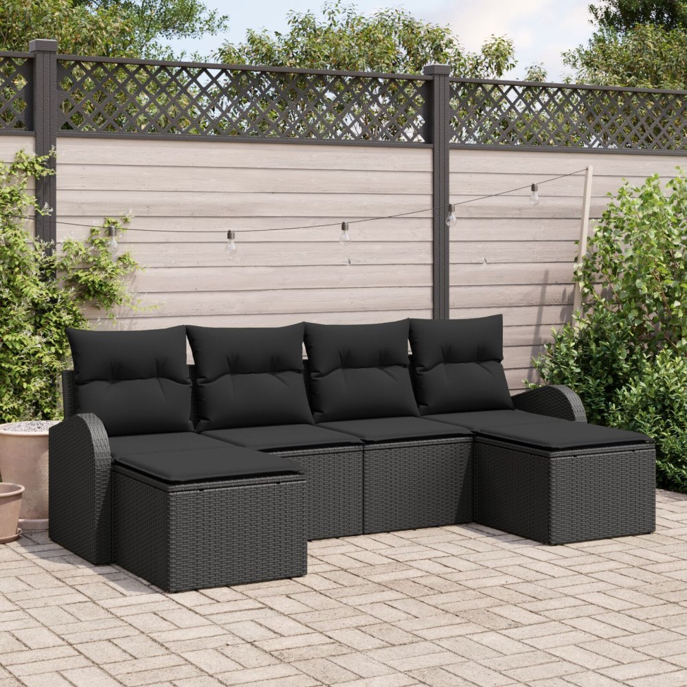 vidaXL Soffset 6 st Svart konstrotting