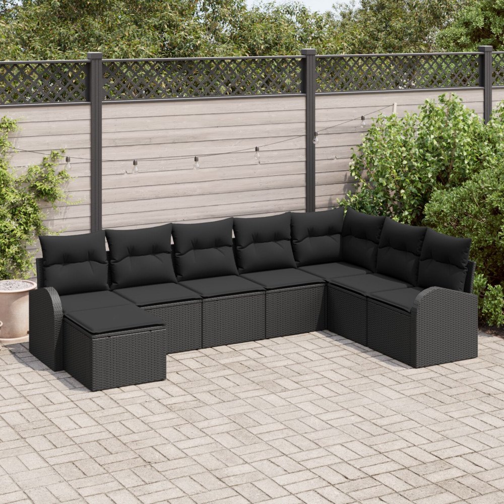 vidaXL Soffset 8 st Svart konstrotting
