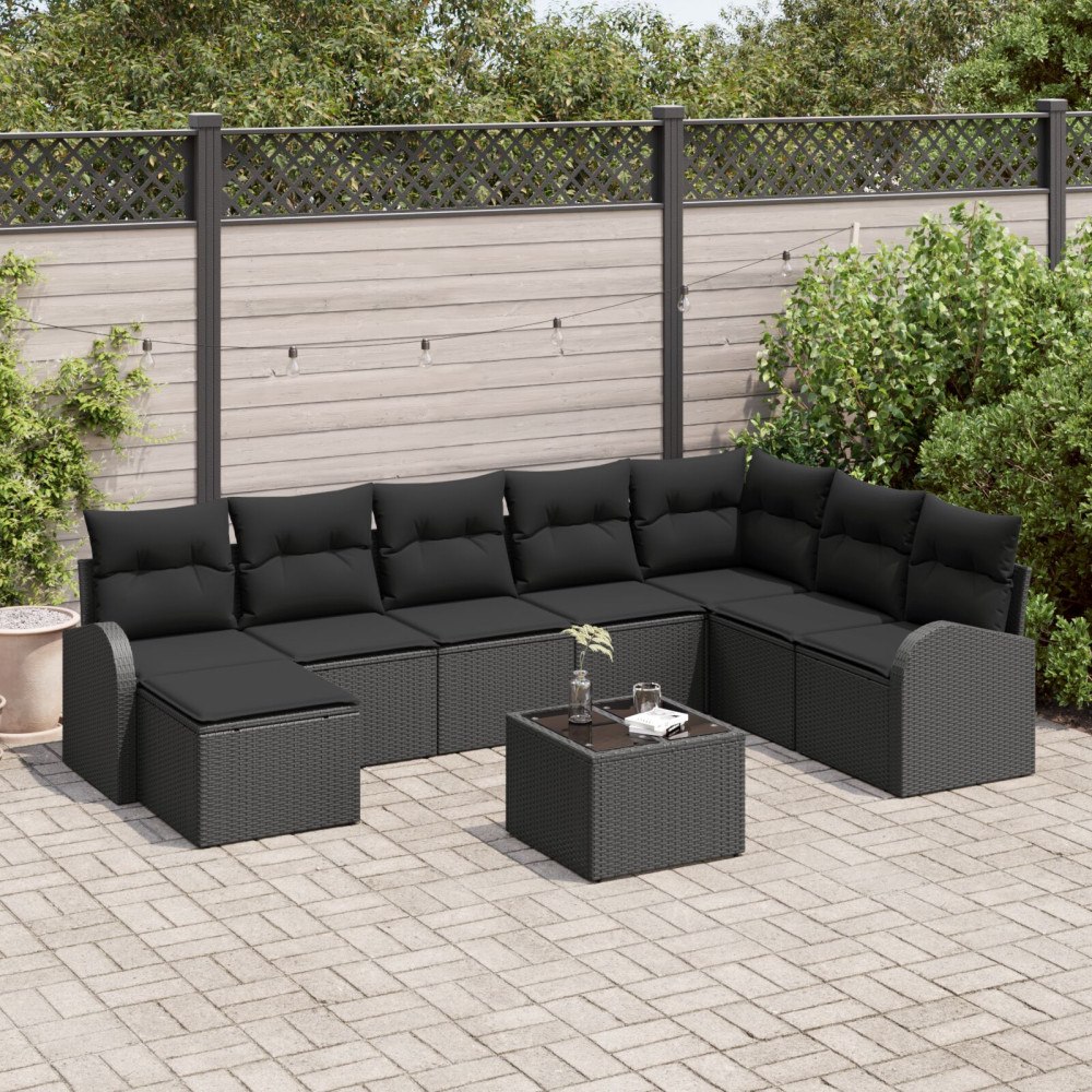 vidaXL Soffset 9 st Svart konstrotting