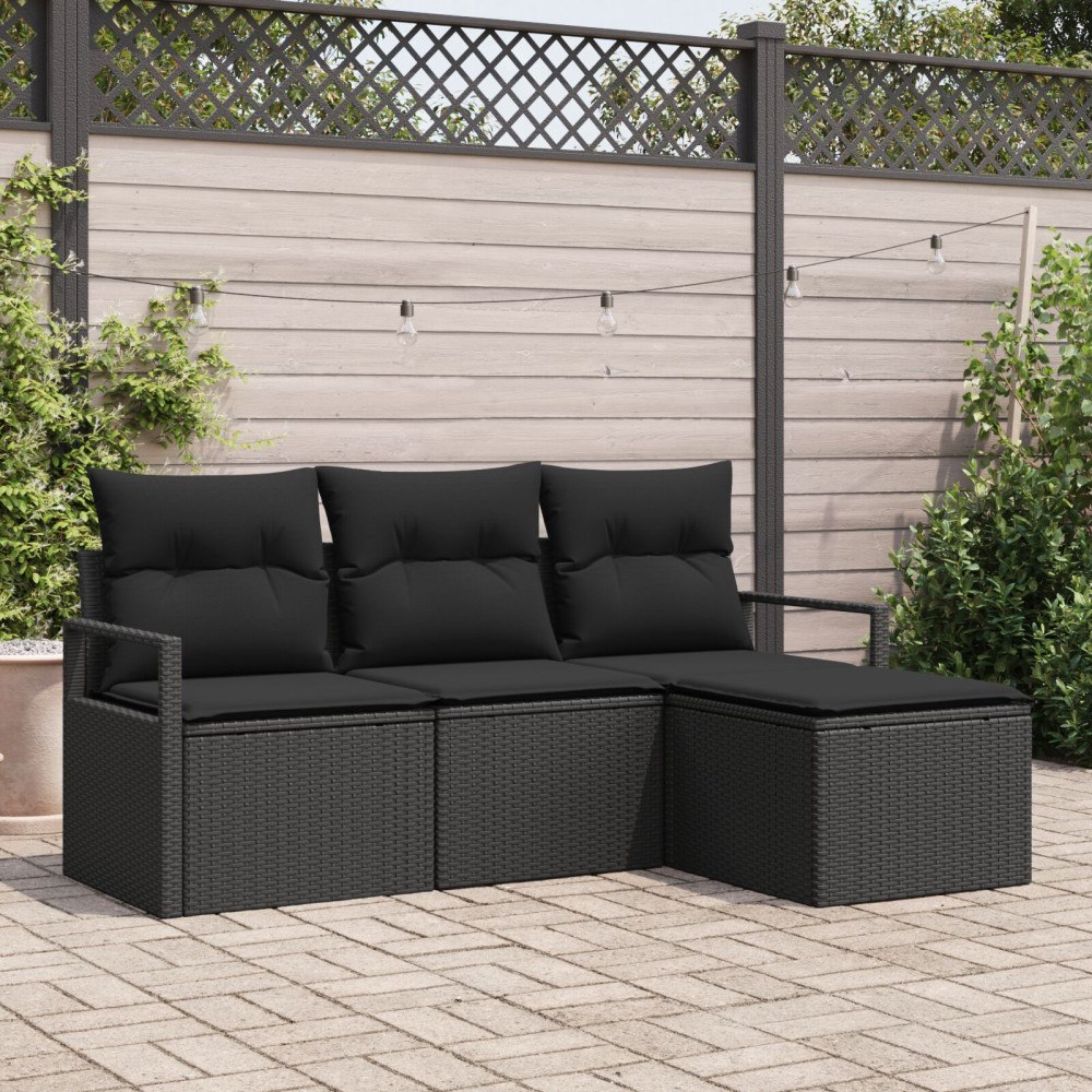 vidaXL Soffset 4 st Svart konstrotting