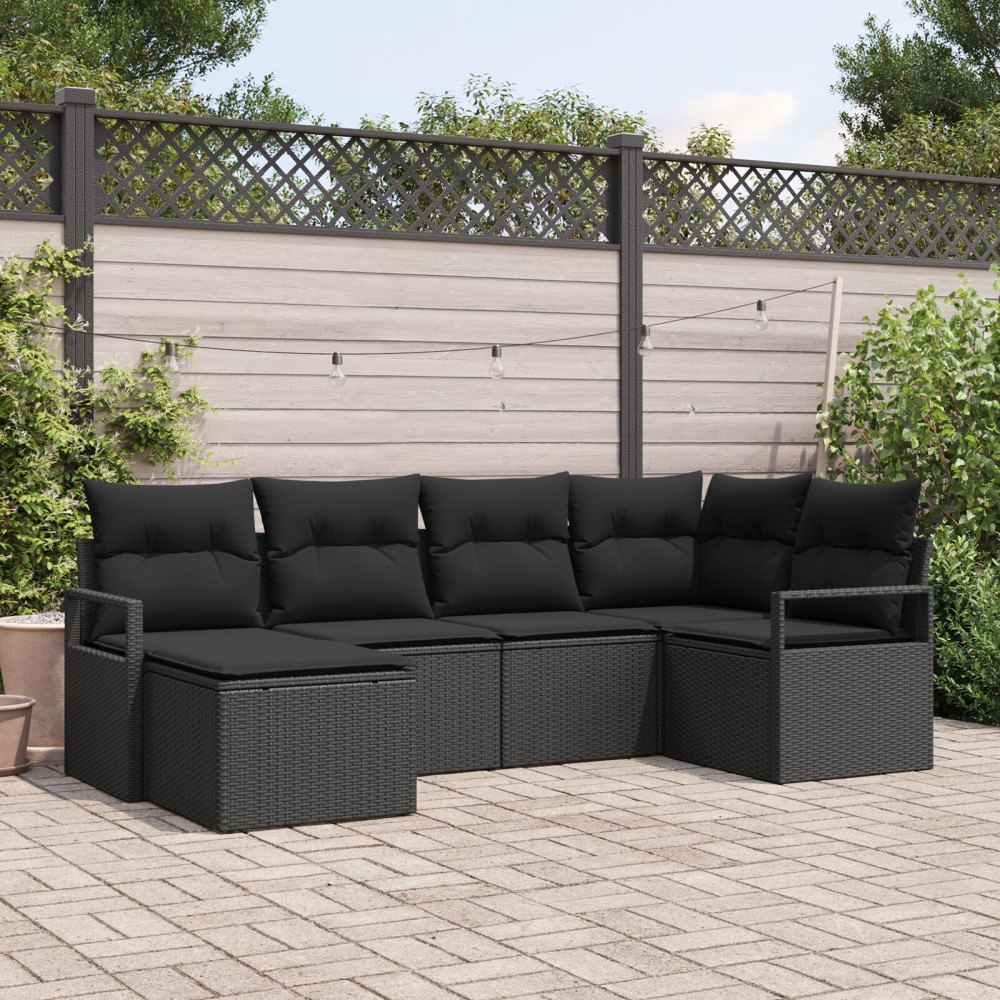 vidaXL Soffset 6 st Svart konstrotting