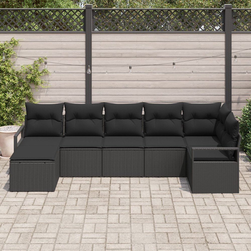 vidaXL Soffset 7 st Svart konstrotting