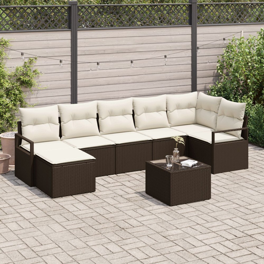 vidaXL Soffset 8 st Brun och Kräm konstrotting