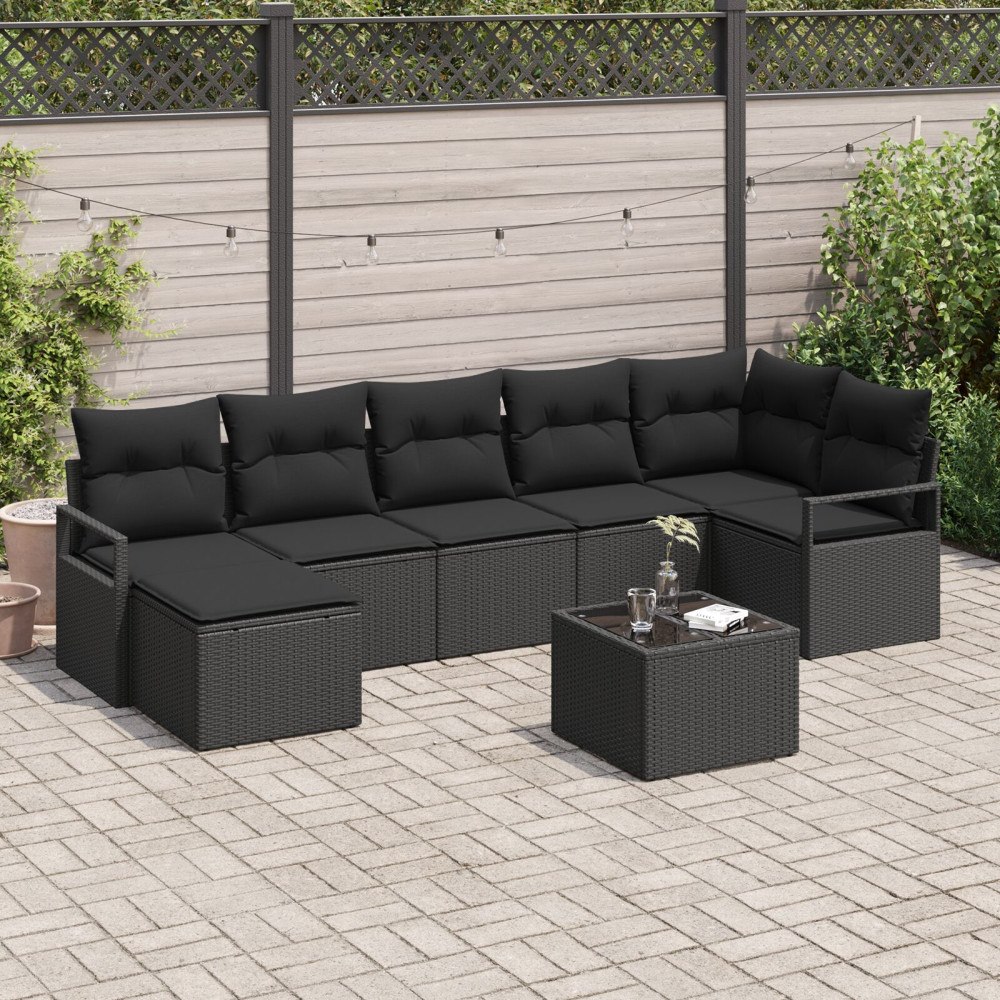 vidaXL Soffset 8 st Svart konstrotting