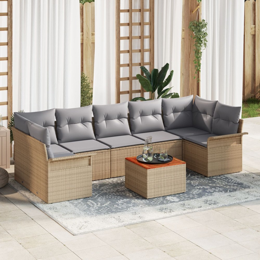 vidaXL Trädgårdsoffset 8 st 7-Antal sittplatser Beige och Ljusgrå