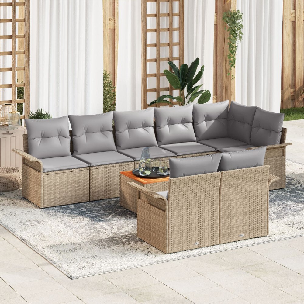 vidaXL Trädgårdsoffset 9 st 8-Antal sittplatser Beige och Ljusgrå