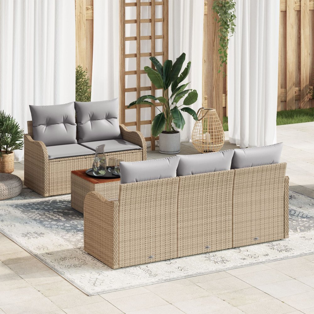 vidaXL Trädgårdsoffset 6 st 5-Antal sittplatser Beige och Ljusgrå
