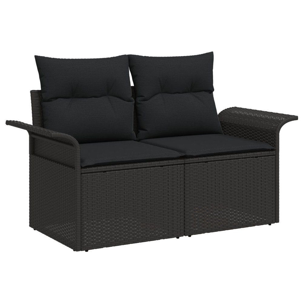 vidaXL Trädgårdsoffset 7 st Svart [Syntetisk]: Poly Rattan