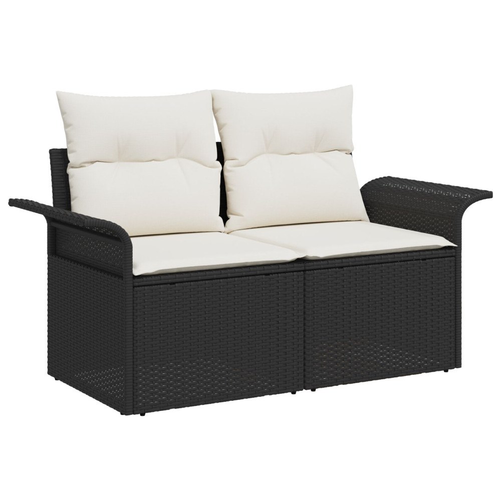 vidaXL Trädgårdsoffset 8 st Svart [Syntetisk]: Poly Rattan