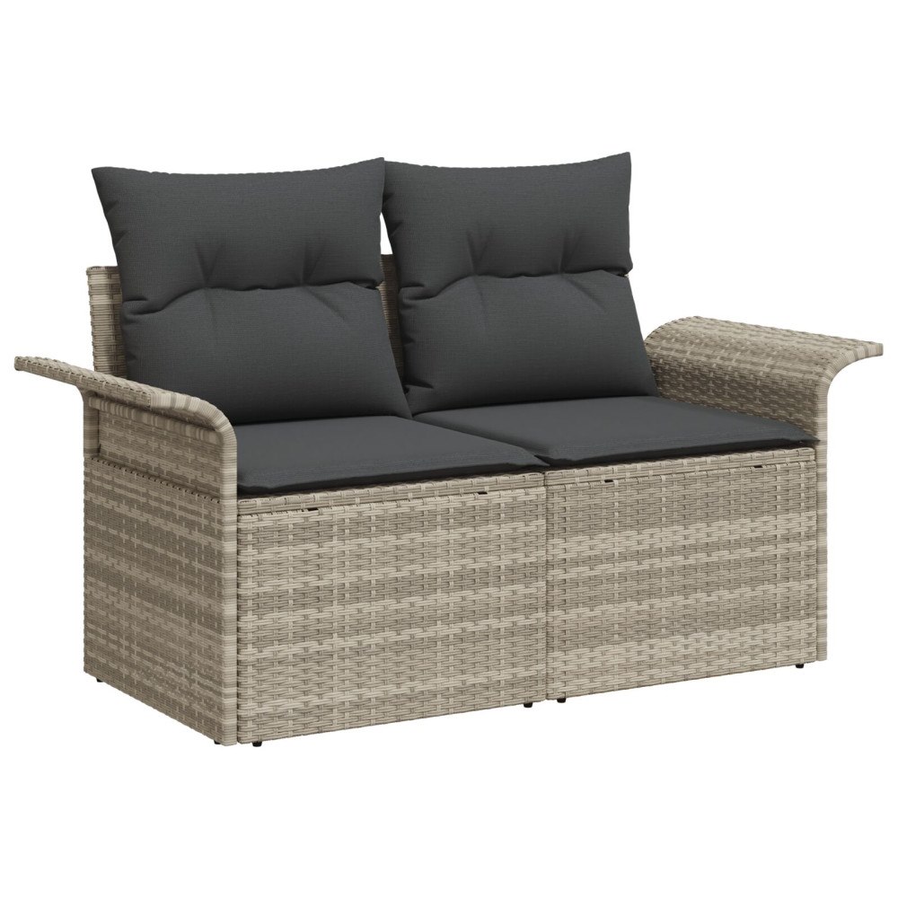 vidaXL Trädgårdsoffset 11 st Ljusgrå Poly Rattan