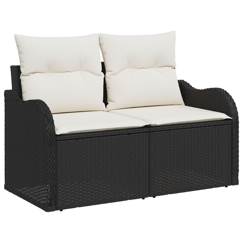 vidaXL Trädgårdsoffset 9 st Svart Poly Rattan