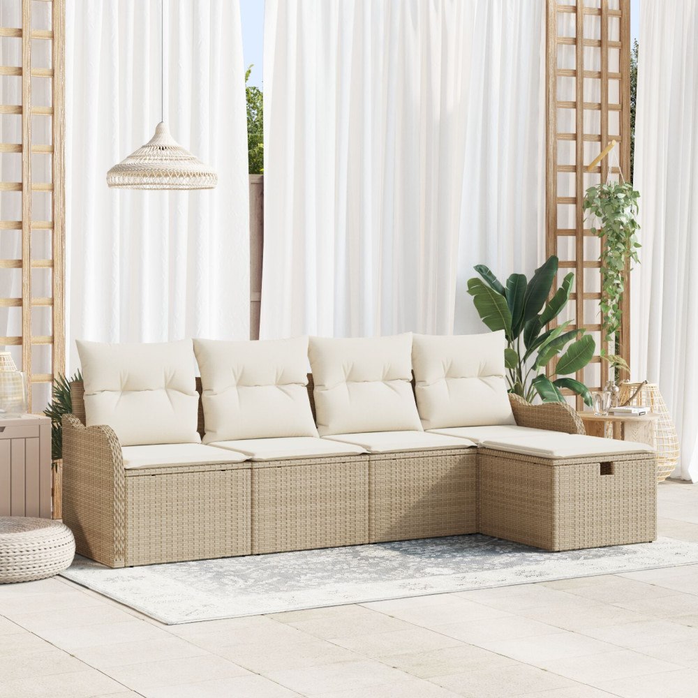 vidaXL Trädgårdsoffset 5 st 4-Antal sittplatser Beige och gräddfärgad