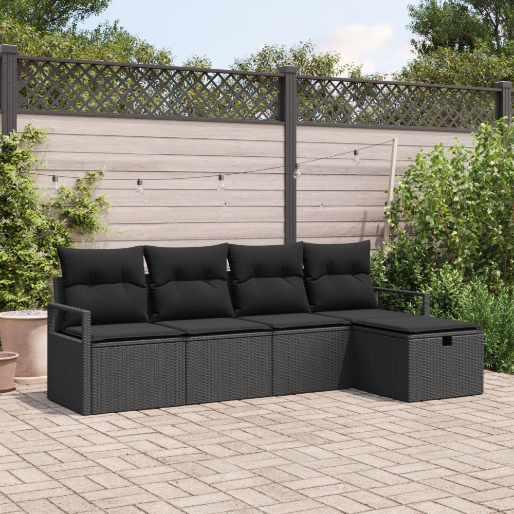 vidaXL Soffset 5 st 5-Antal sittplatser Svart konstrotting