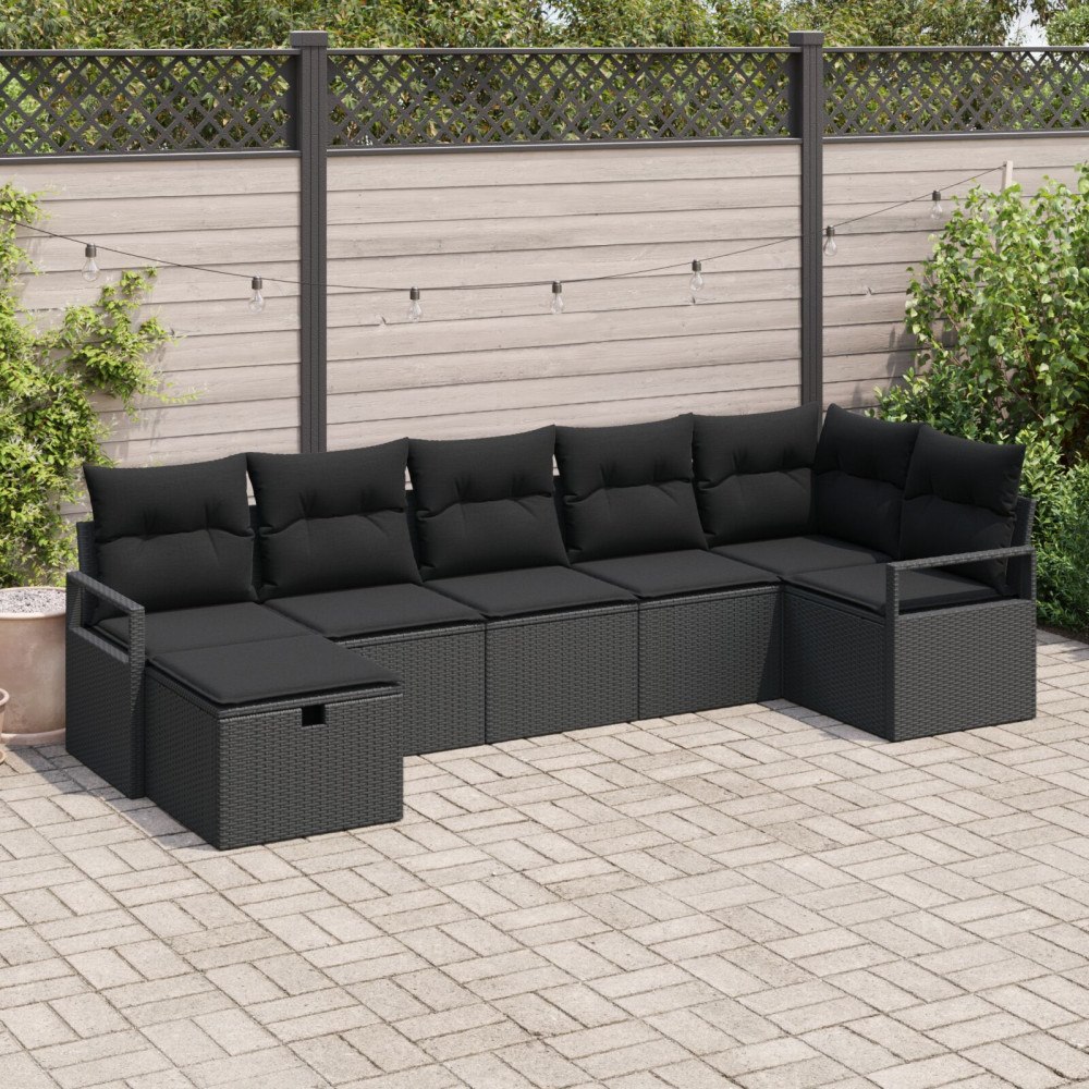 vidaXL Soffset 7 st Svart konstrotting