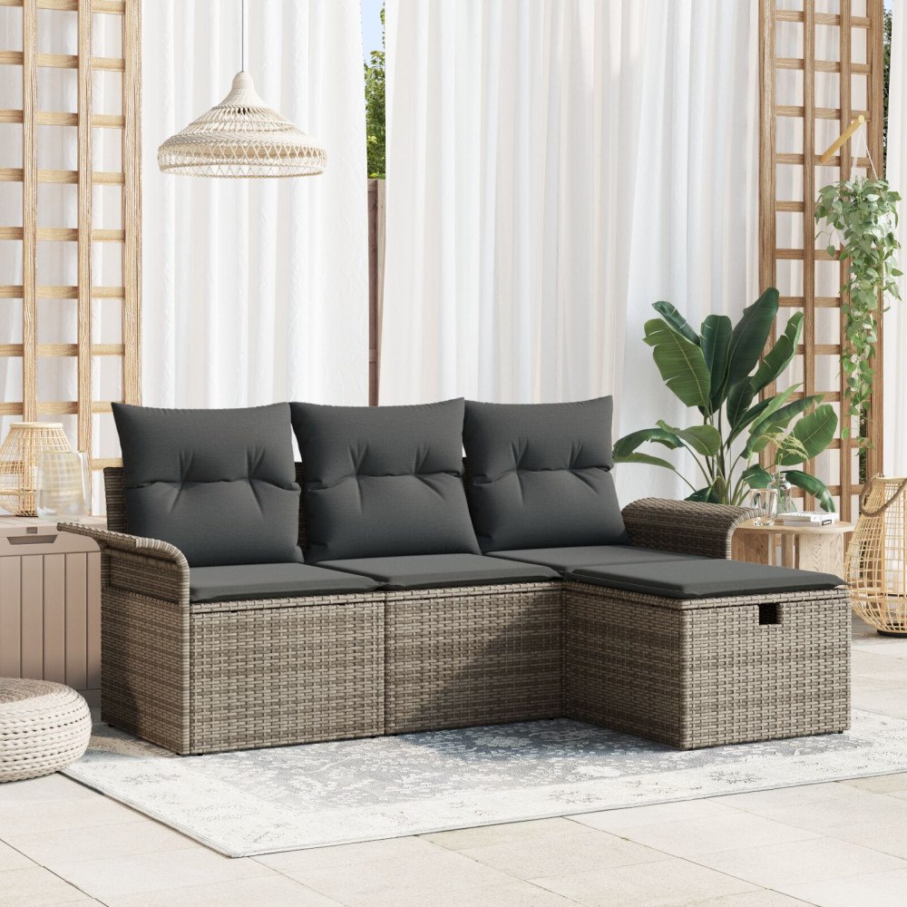 vidaXL Trädgårdsoffset 4 st Poly rattan