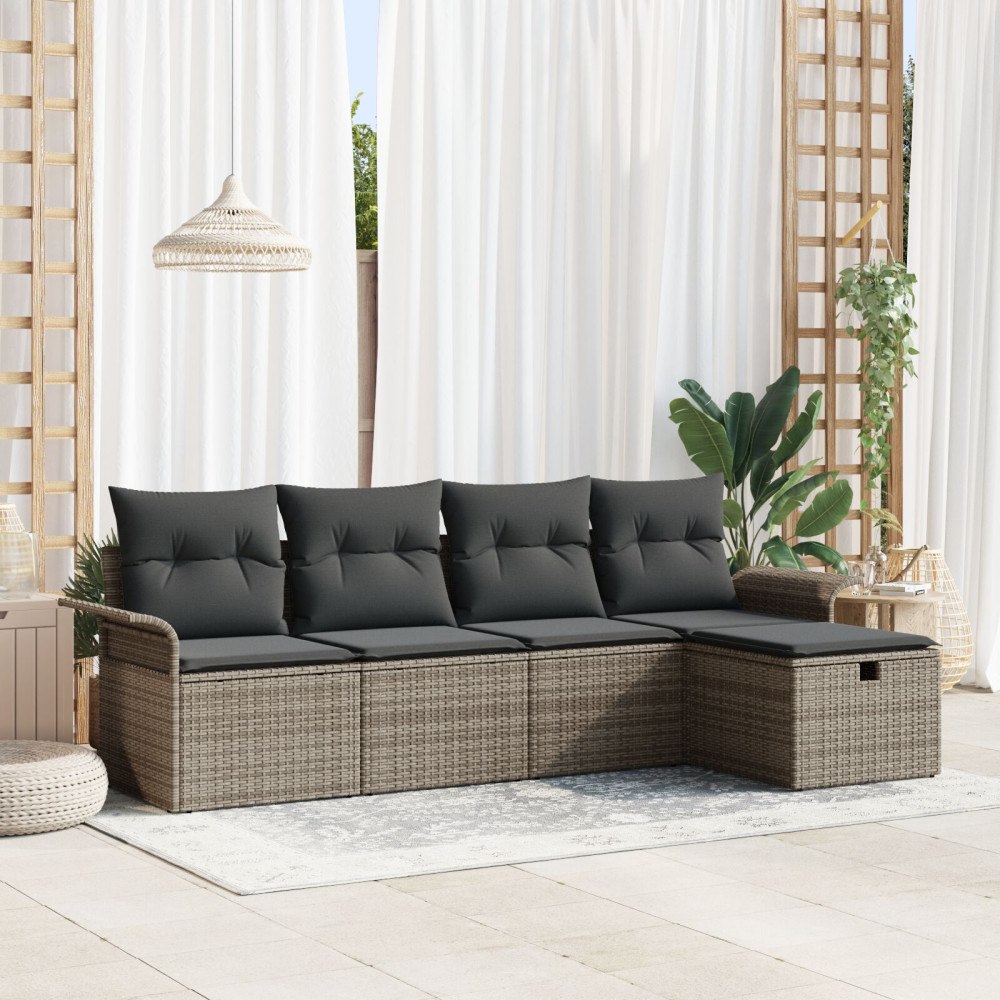 vidaXL Trädgårdsoffset 5 st Poly rattan