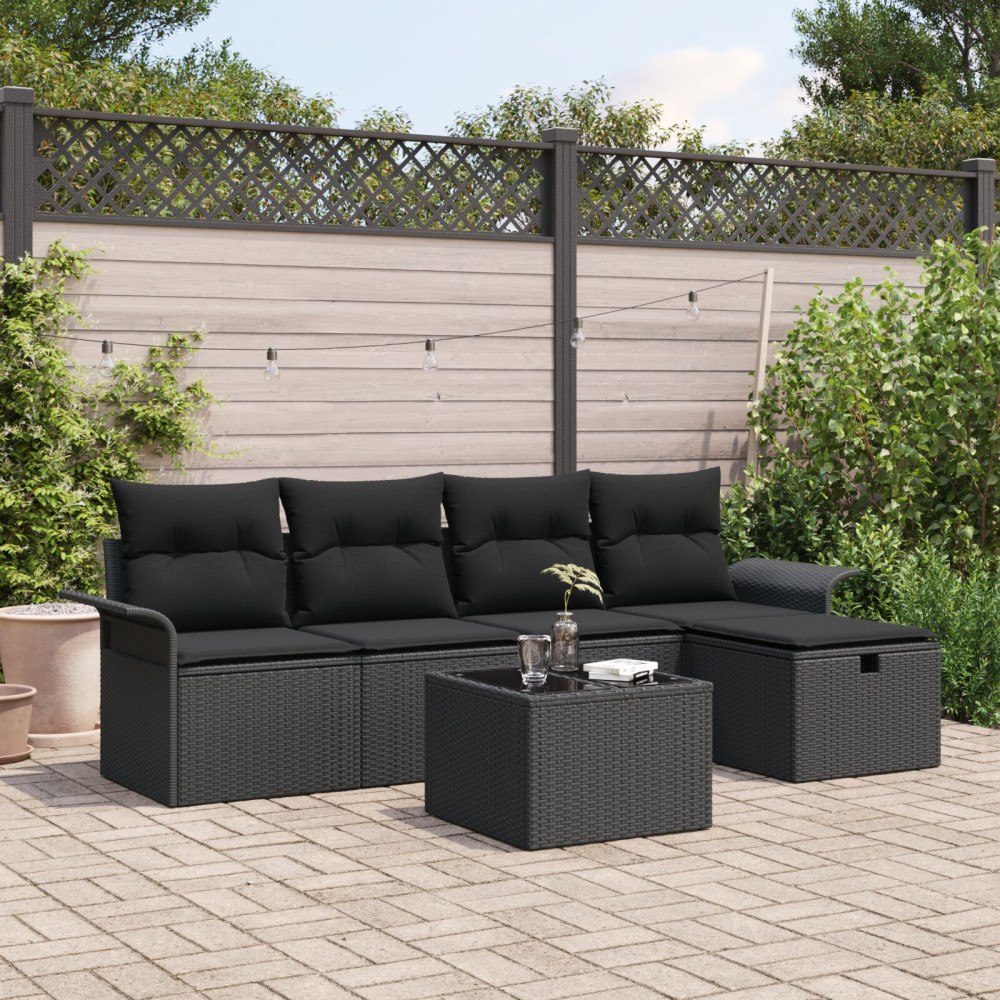 vidaXL Trädgårdsoffset 6 st Poly rattan