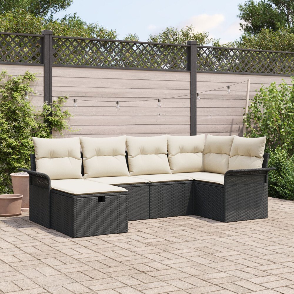 vidaXL Trädgårdsoffset 6 st Poly rattan