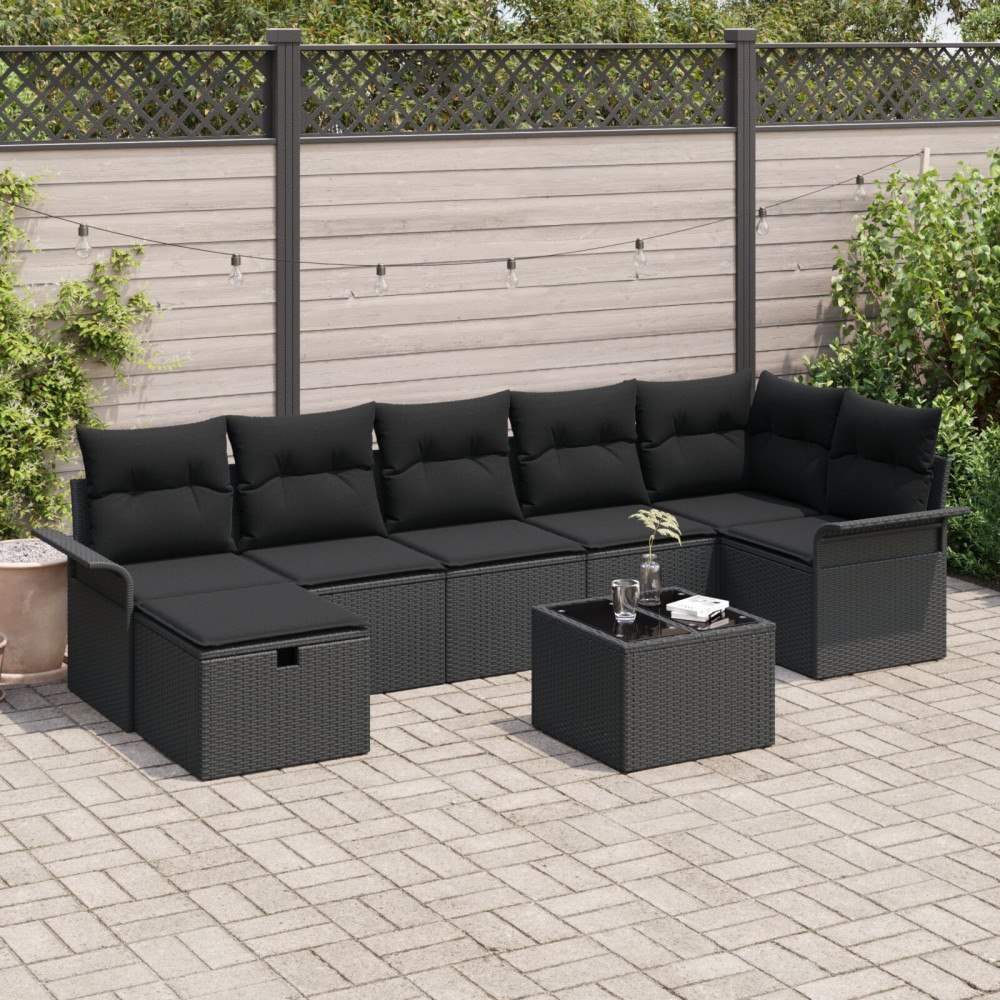 vidaXL Trädgårdsoffset 8 st Poly rattan