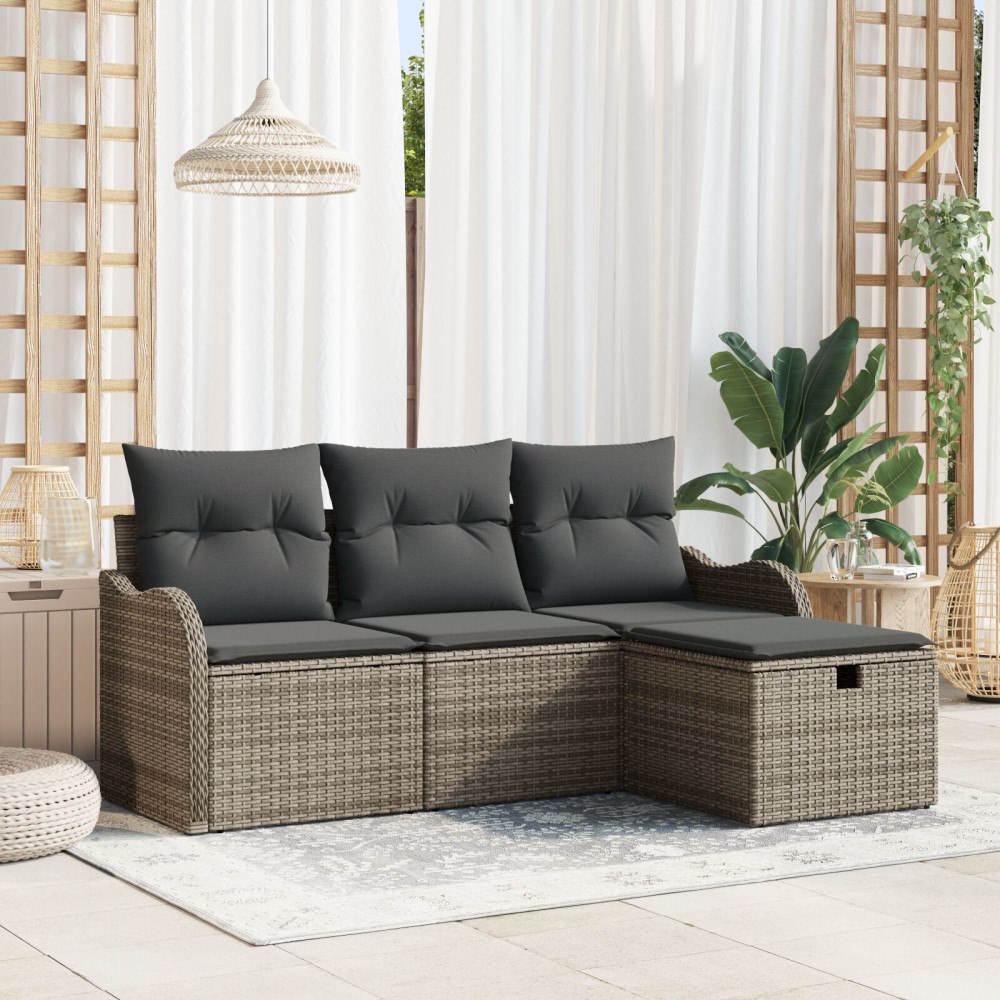 vidaXL Trädgårdsoffset 4 st Poly rattan