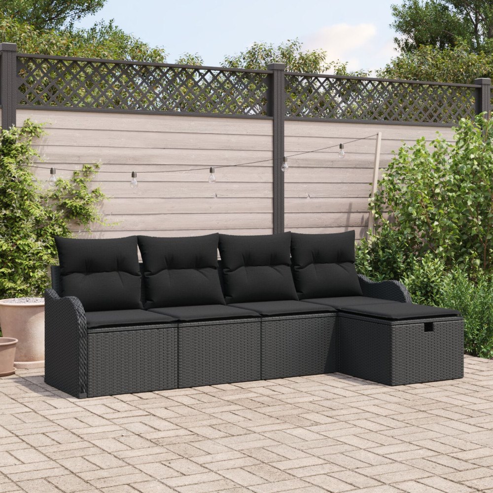 vidaXL Trädgårdsoffset 5 st Poly rattan