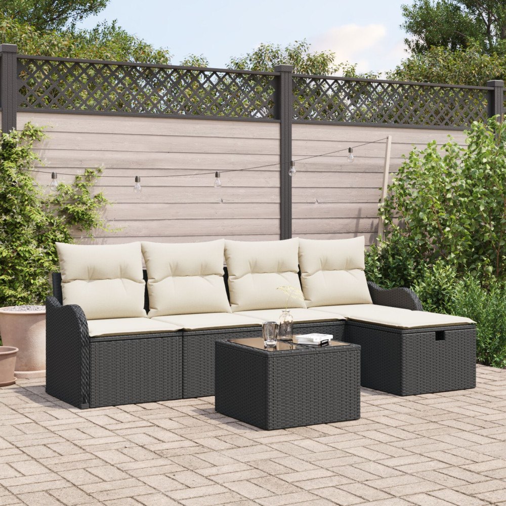 vidaXL Trädgårdsoffset 6 st Poly rattan