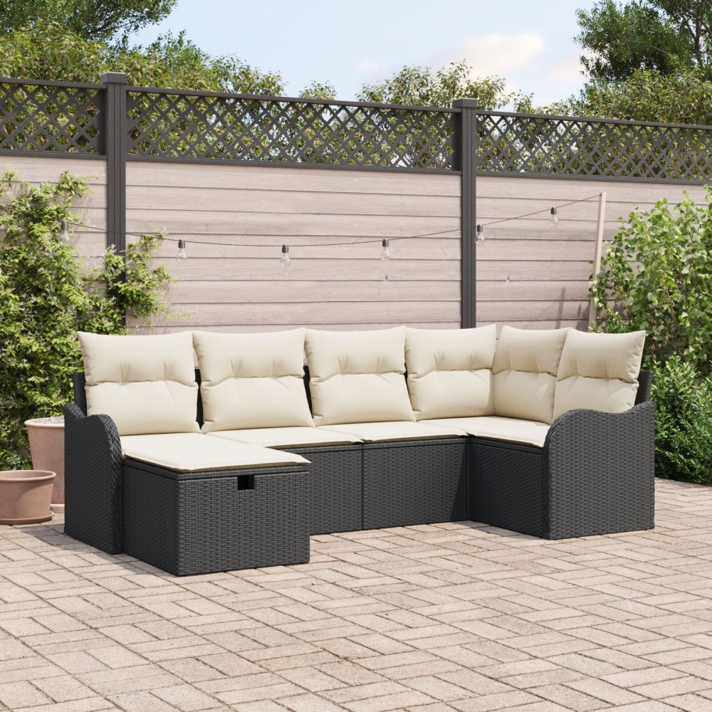 vidaXL Trädgårdsoffset 6 st Poly rattan