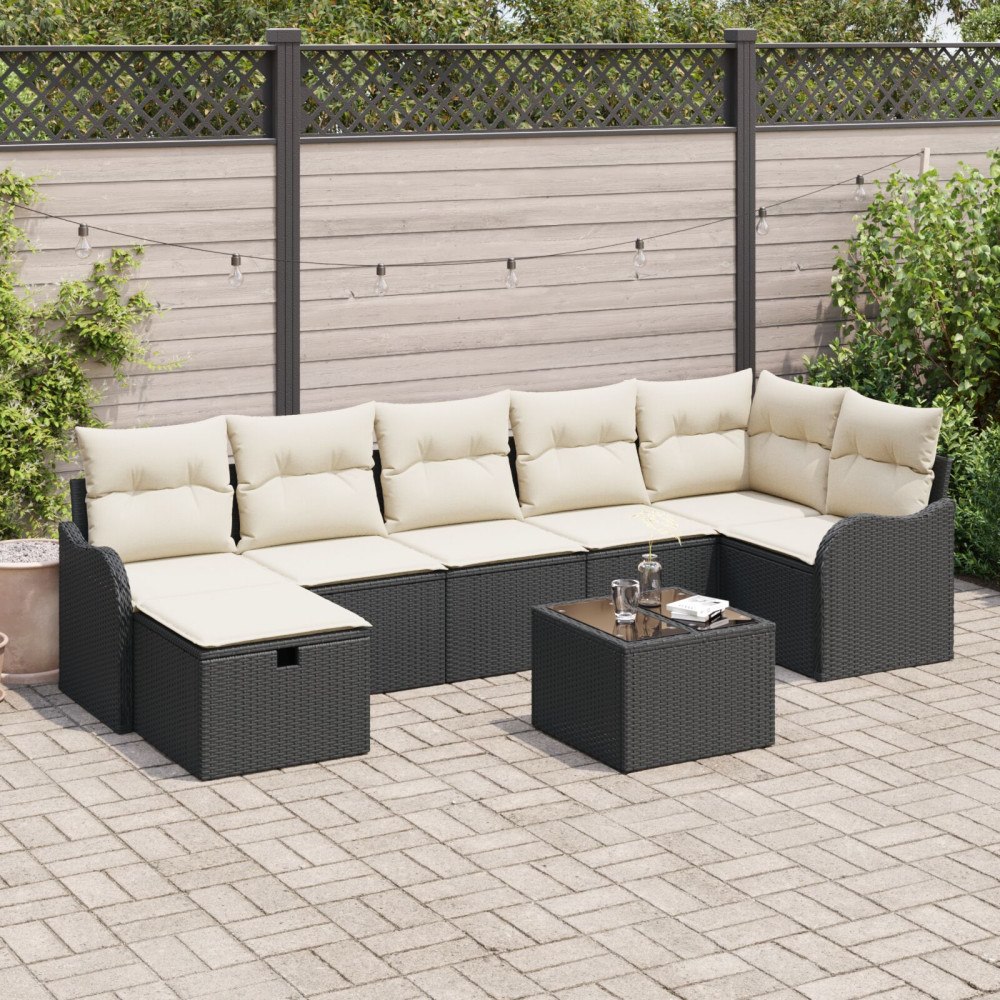 vidaXL Trädgårdsoffset 8 st Poly rattan