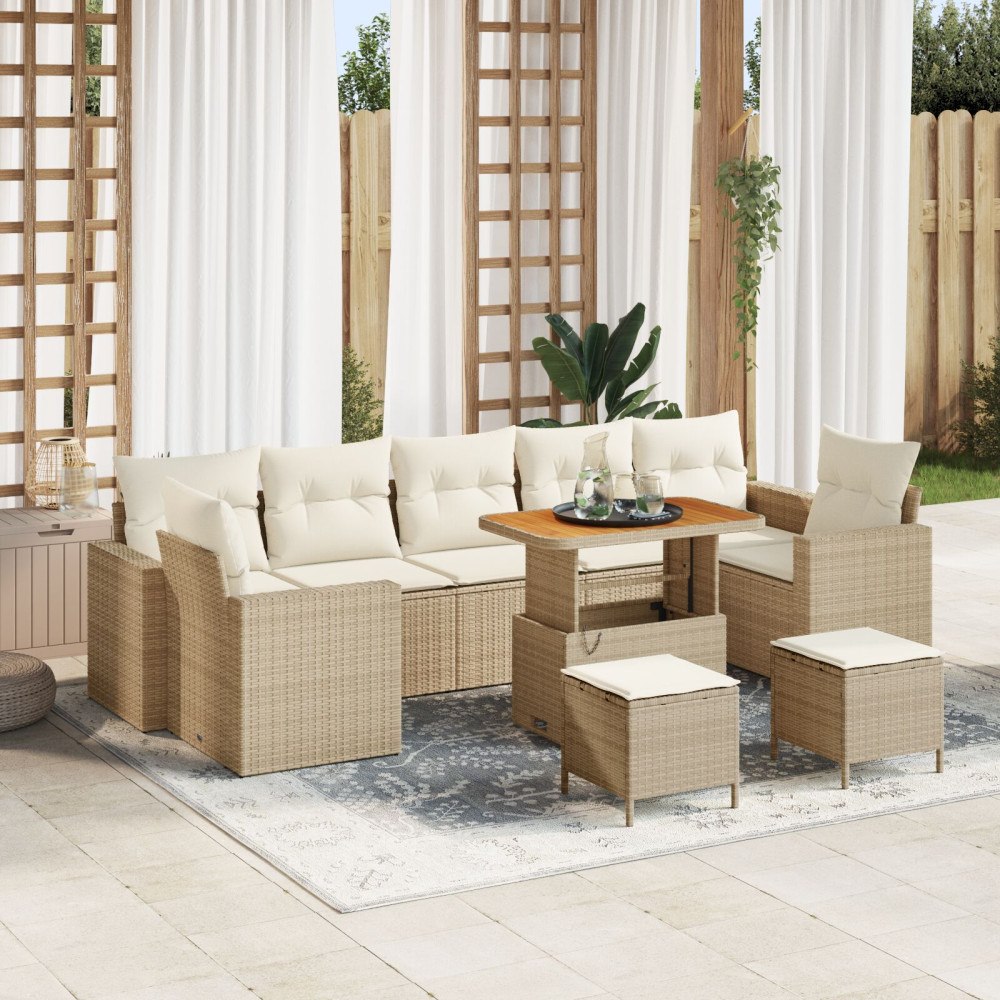 vidaXL Trädgårdsoffset 10 st Beige konstrotting
