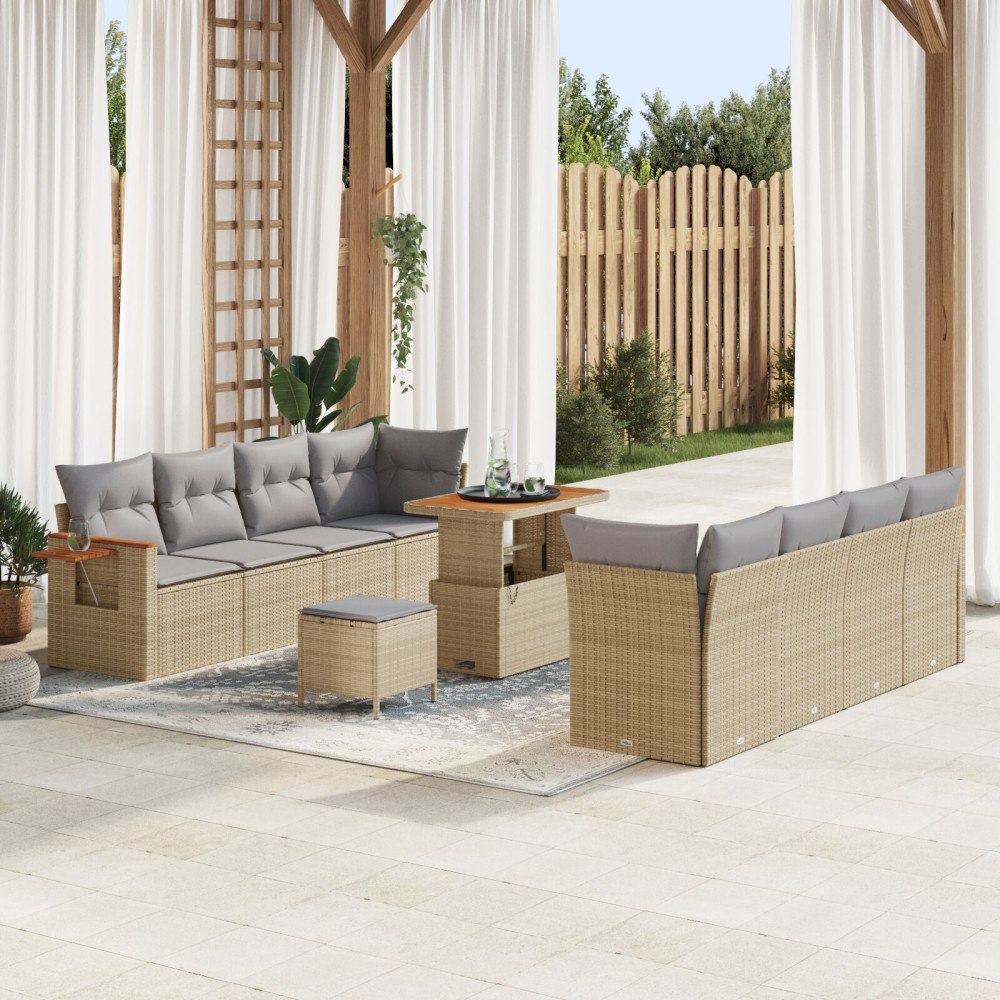 vidaXL Trädgårdsoffset 11 st 11-Antal sittplatser Beige och Ljusgrå