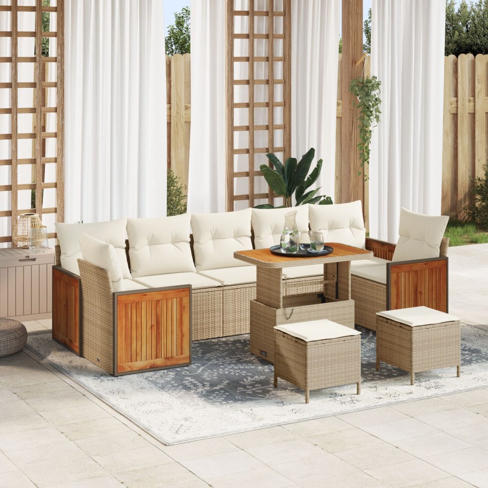 vidaXL Trädgårdsoffset 10 st 9-Antal sittplatser Beige och gräddfärgad