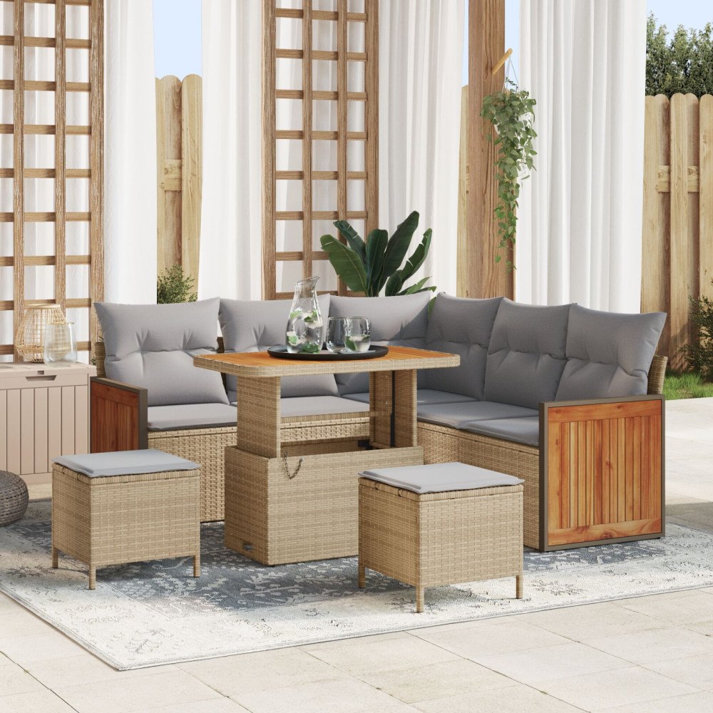 vidaXL Trädgårdsoffset 8 st 7-Antal sittplatser Beige och Ljusgrå