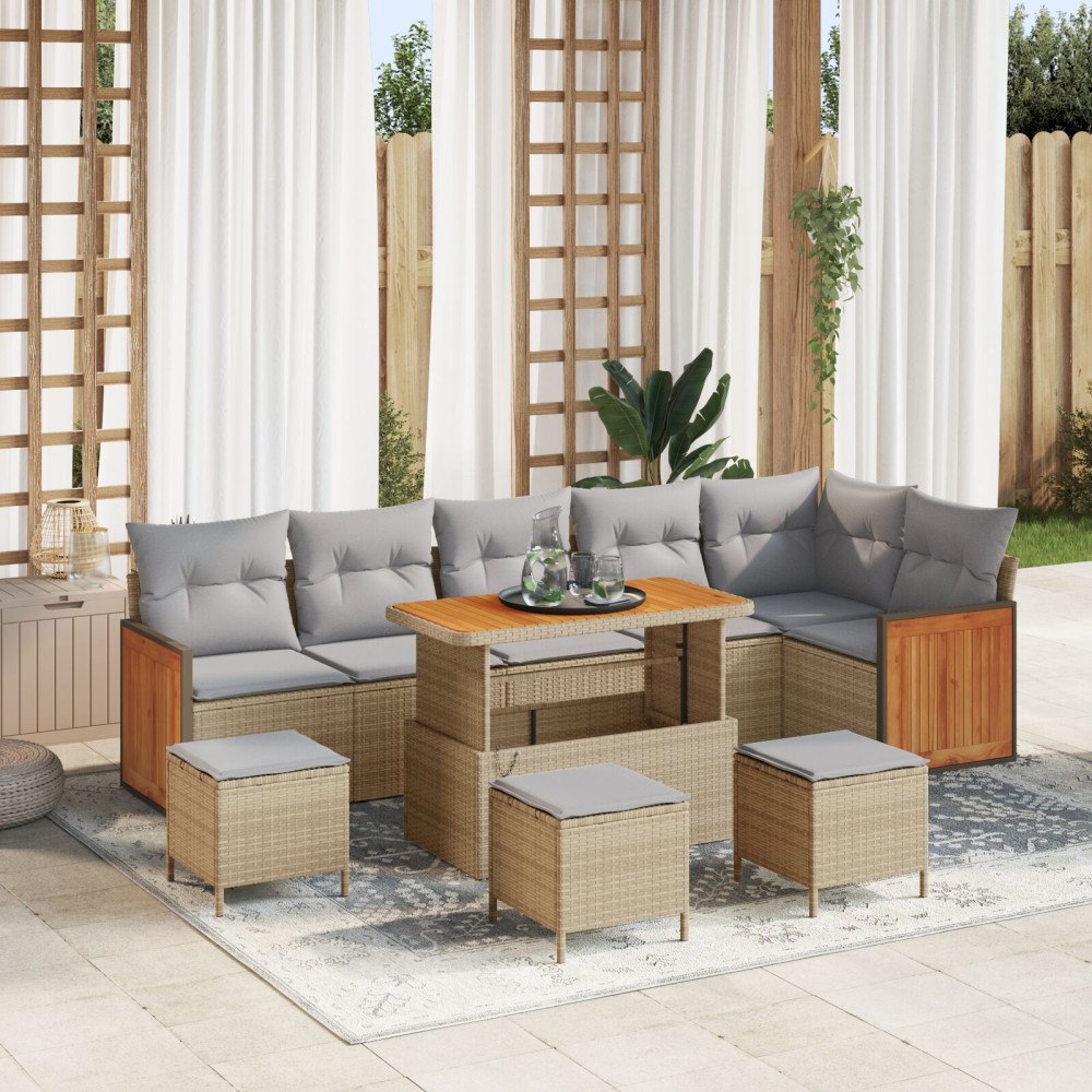 vidaXL Trädgårdsoffset 10 st 9-Antal sittplatser Beige och Ljusgrå
