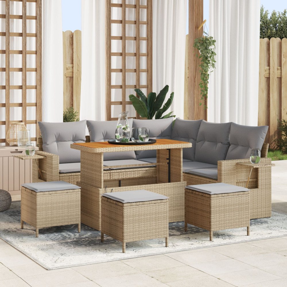 vidaXL Trädgårdsoffset 10 st 7-Antal sittplatser Beige och Ljusgrå