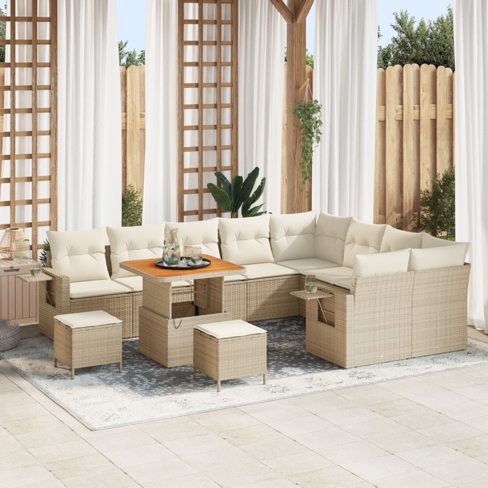 vidaXL Trädgårdsoffset 12 pcs beige och gräddvit 80 x 80 x 71 cm