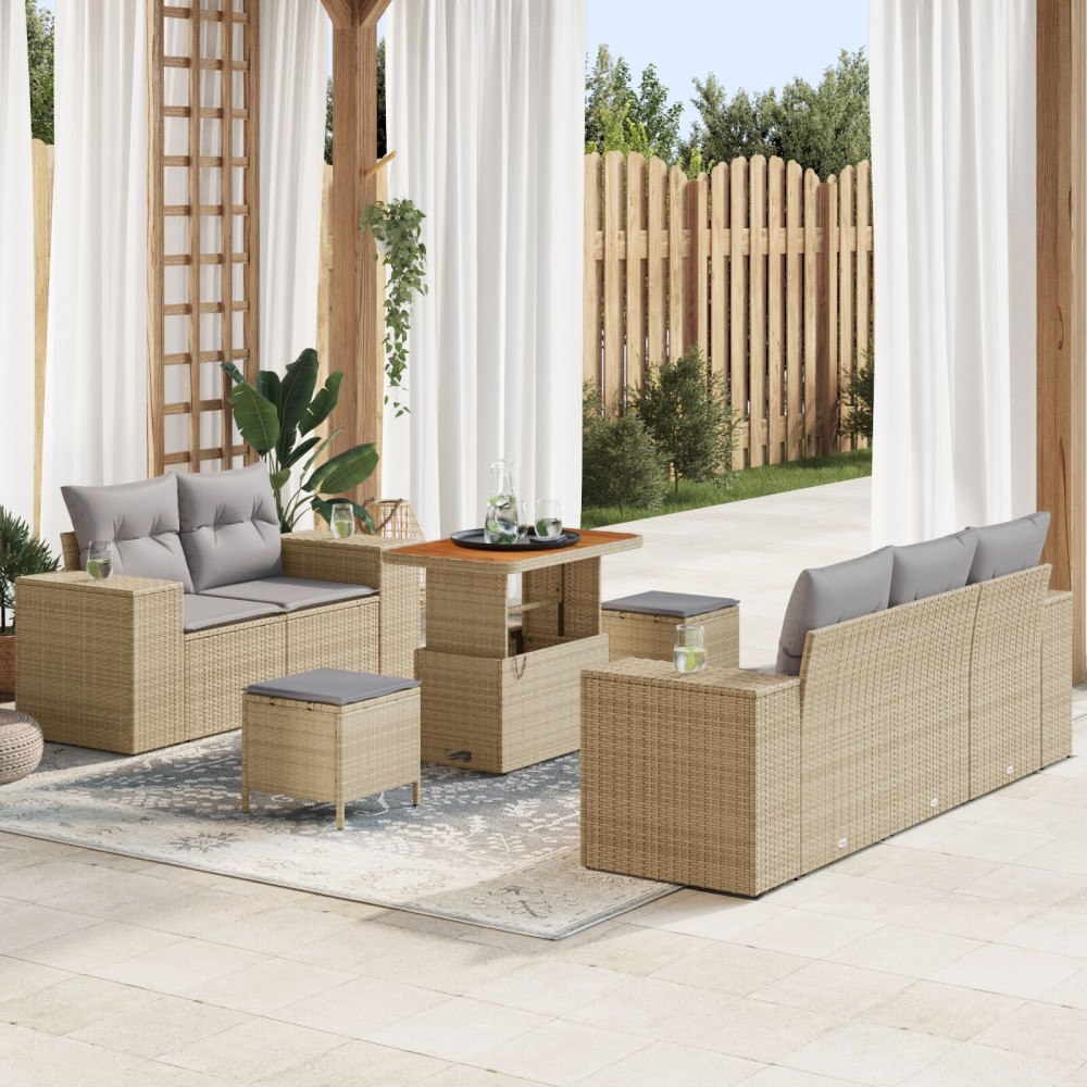 vidaXL Trädgårdsoffset 8 st 8-Antal sittplatser Beige och Ljusgrå