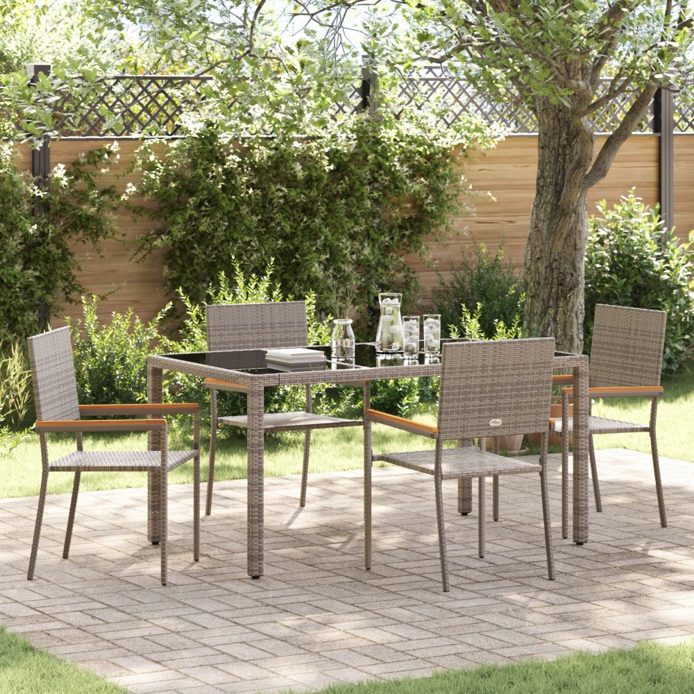 vidaXL Trädgårdsmöbelset 5 pcs Grå 150 x 90 x 75 cm konstrotting