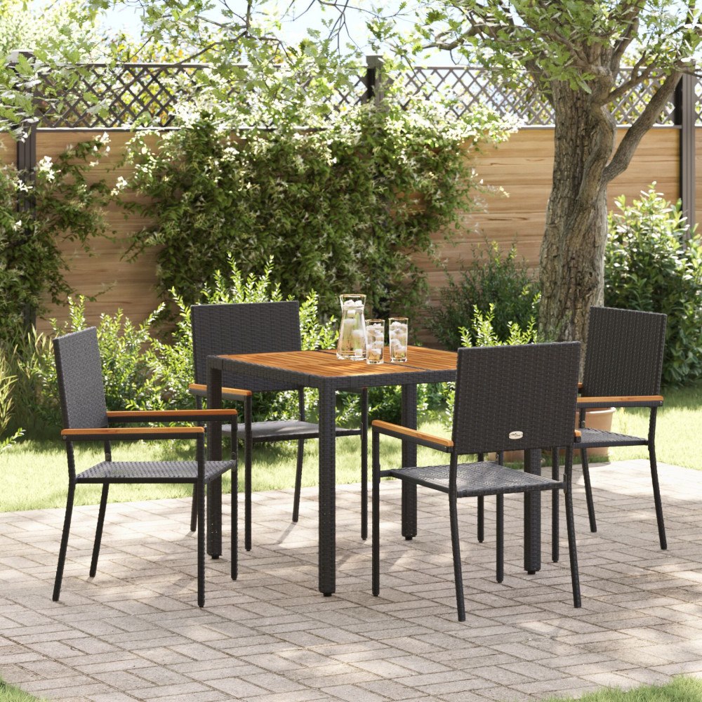 vidaXL Trädgårdsmöbelset 5 pcs Svart och Brunt 90 x 90 x 75 cm