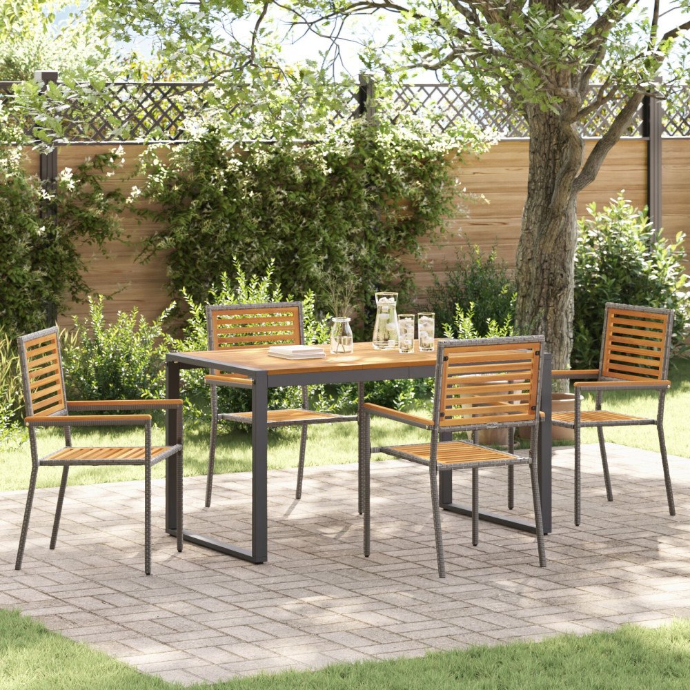 vidaXL Trädgårdsmöbelset 5 pcs Grå och Trä 140 x 80 x 75 cm