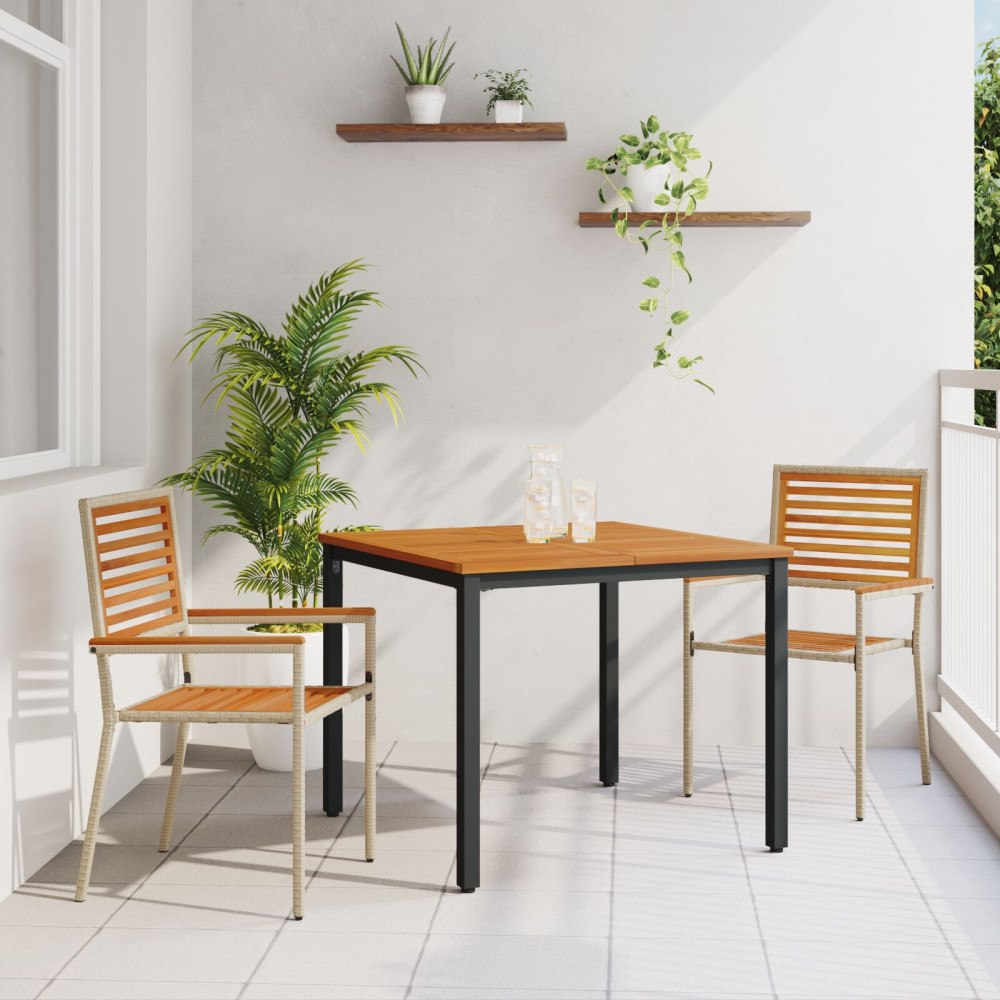vidaXL Trädgårdsmöbelset 3 pcs Beige och brun 90 x 90 x 75 cm