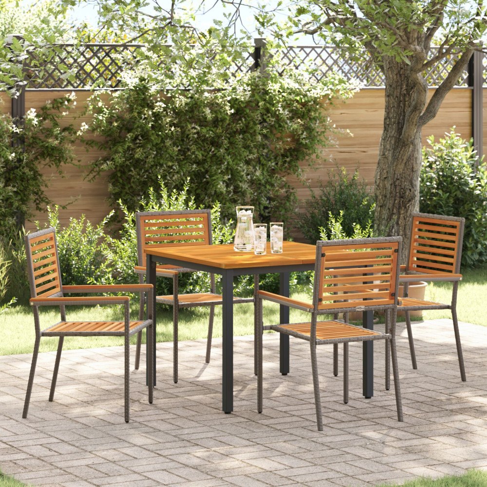 vidaXL Trädgårdsmöbelset 5 pcs Grå 90 x 90 x 75 cm konstrotting