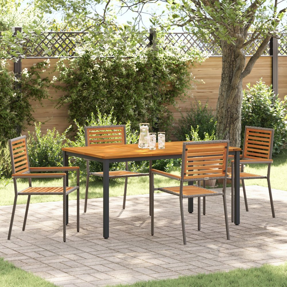 vidaXL Trädgårdsmöbelset 5 pcs Grå 150 x 90 x 75 cm konstrotting
