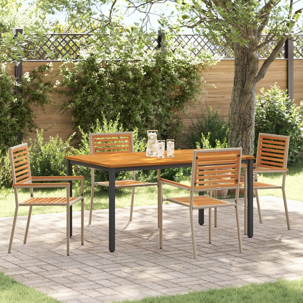 vidaXL Trädgårdsmöbelset 4 pcs Beige 150 x 90 x 75 cm konstrotting