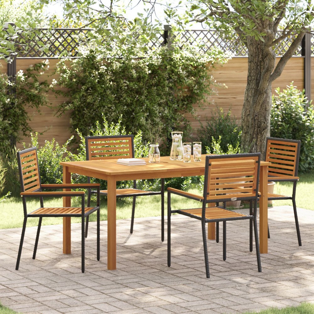 vidaXL Trädgårdsmöbelset 5 pcs Svart Poly rattan