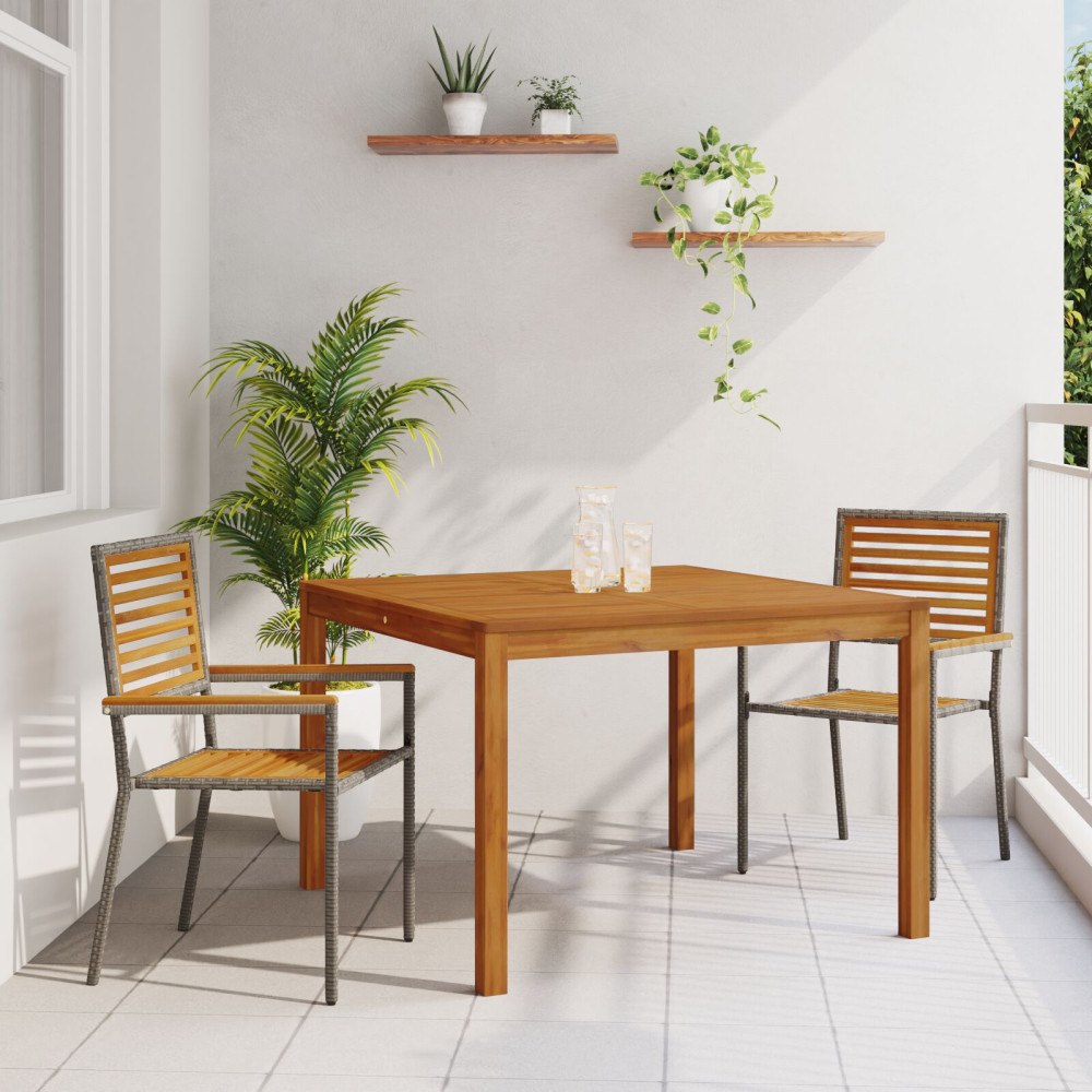 vidaXL Trädgårdsmöbelset 3 pcs Grå Poly rattan